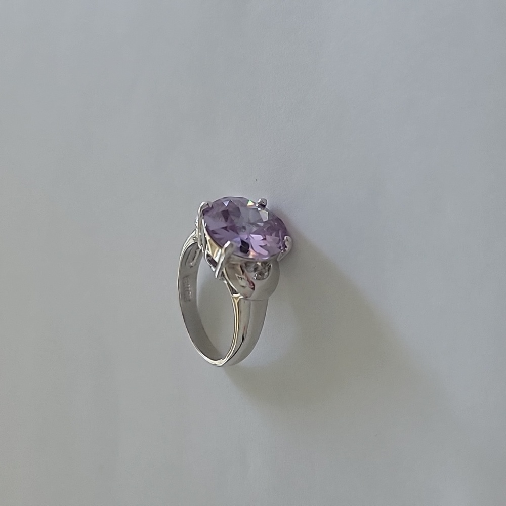 Amethyst and 18 kt over Sterling Silver Ring - Size 7